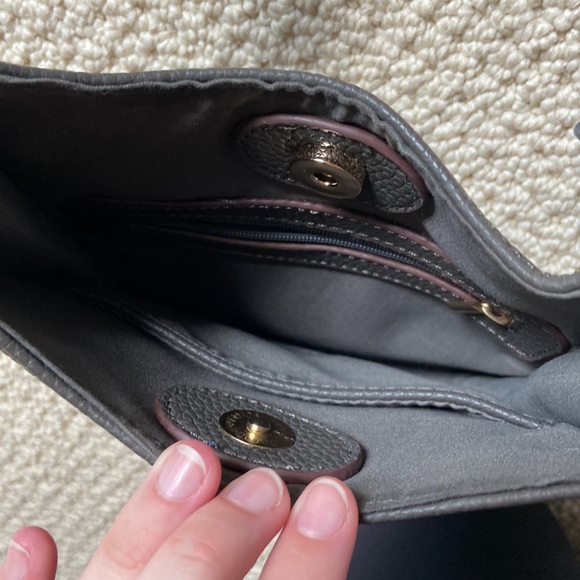 Gray Leather Satchel Crossbody Bag - Picture 5 of 6